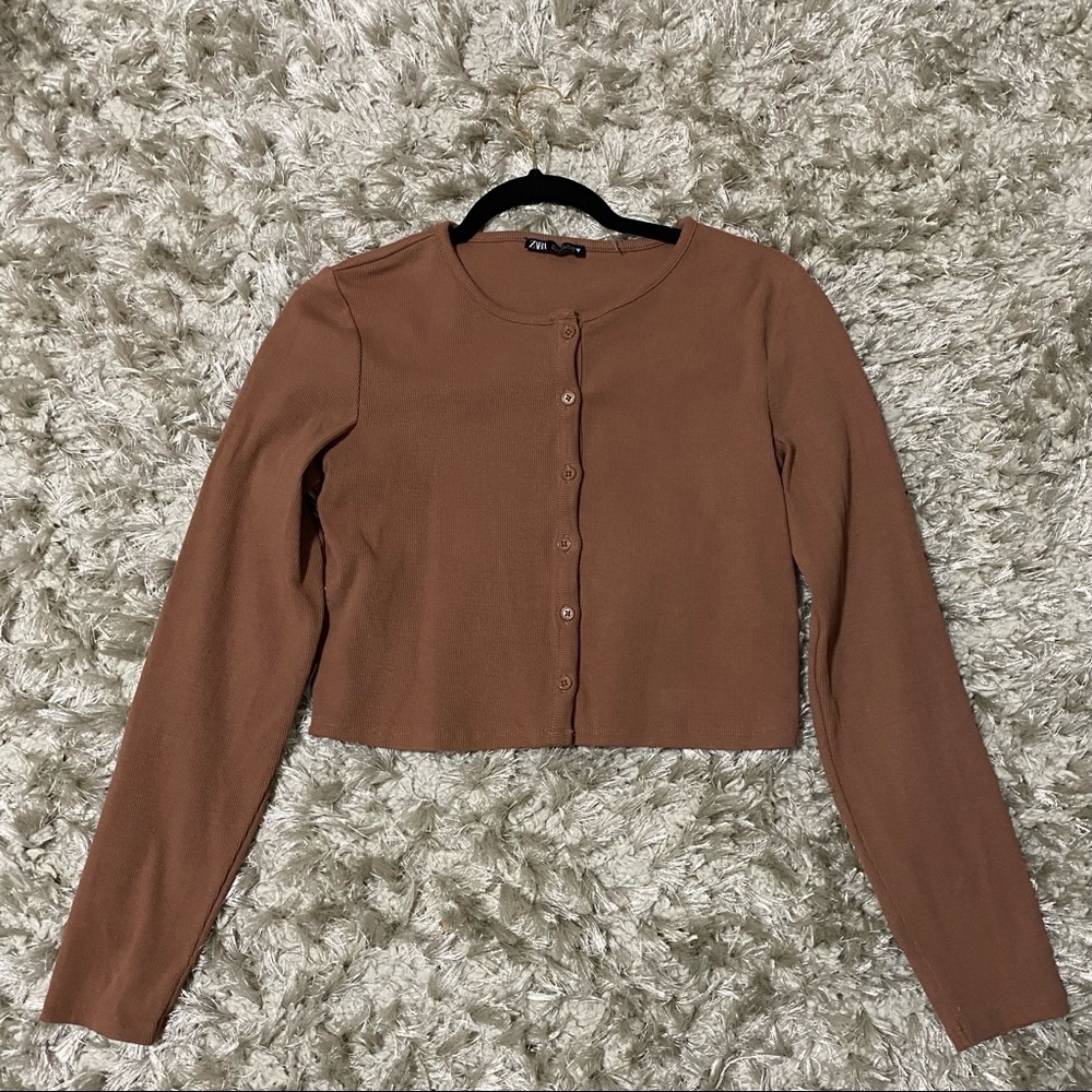 ZARA long sleeve cropped top